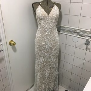 Elegant Cream/White Beaded Gown
